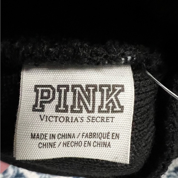 PINK Beanie Hat Black, Red and White - Picture 4 of 5